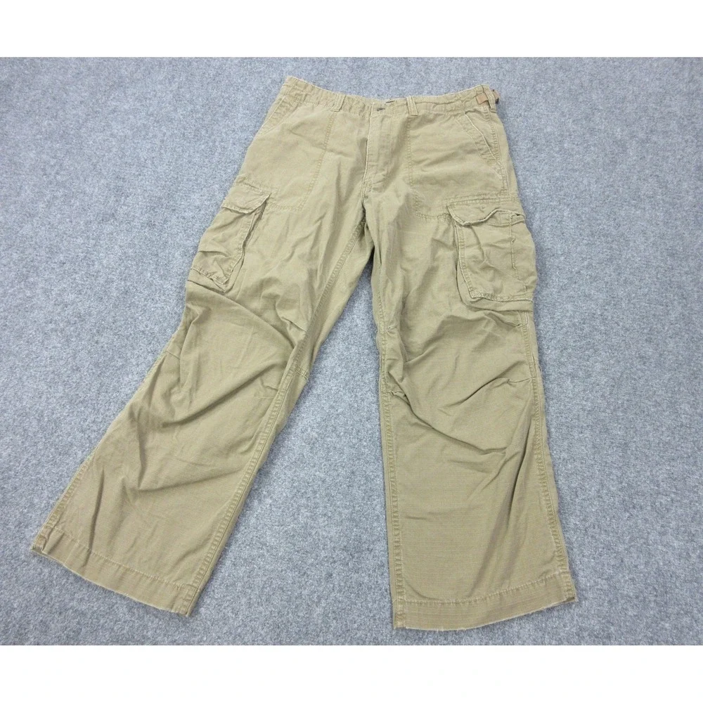 Vintage‎ Polo Ralph Lauren Pants Mens 34x30 Beige Cargo Ripstop Adjustable Waist